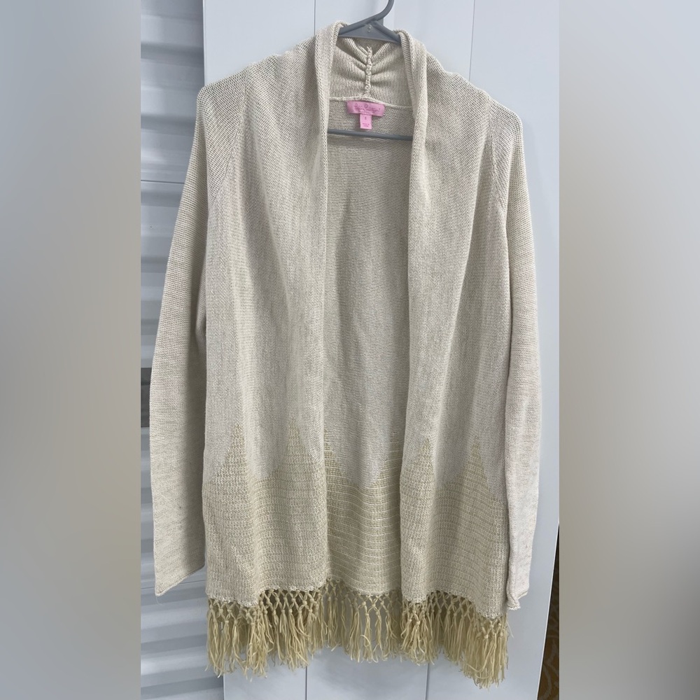 Lilly Pulitzer Cream Open-Front Cardigan.  C125